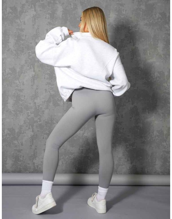 Oversized Half Zip Pullover Pocket Front Sweatshirt Oatmeal Marl