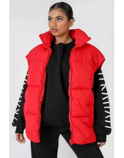 Longline Oversized Gilet Red