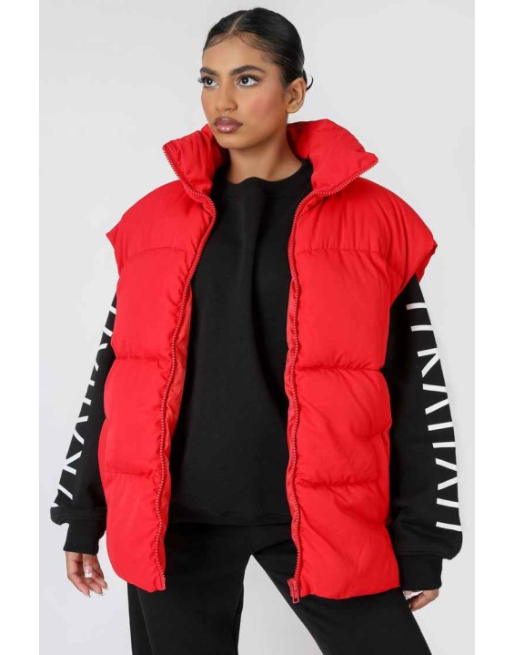 Longline Oversized Gilet Red
