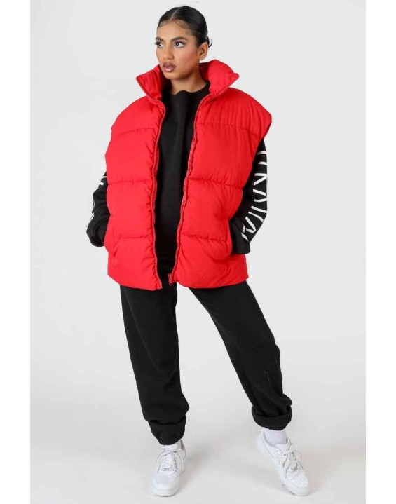 Longline Oversized Gilet Red