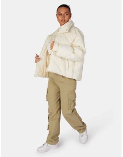 Soft Touch Quilted Puffer Jacket Ecru