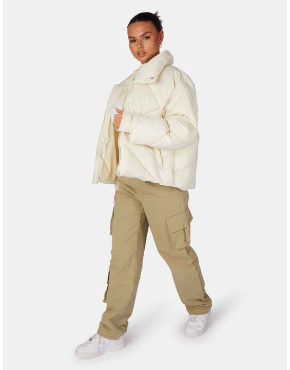 Soft Touch Quilted Puffer Jacket Ecru