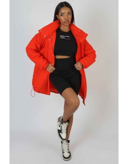 High Neck Puffer Jacket Orange