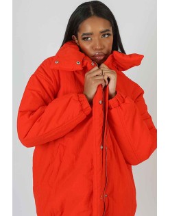 High Neck Puffer Jacket Orange