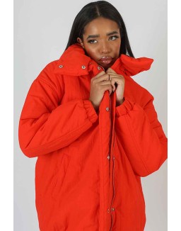 High Neck Puffer Jacket Orange