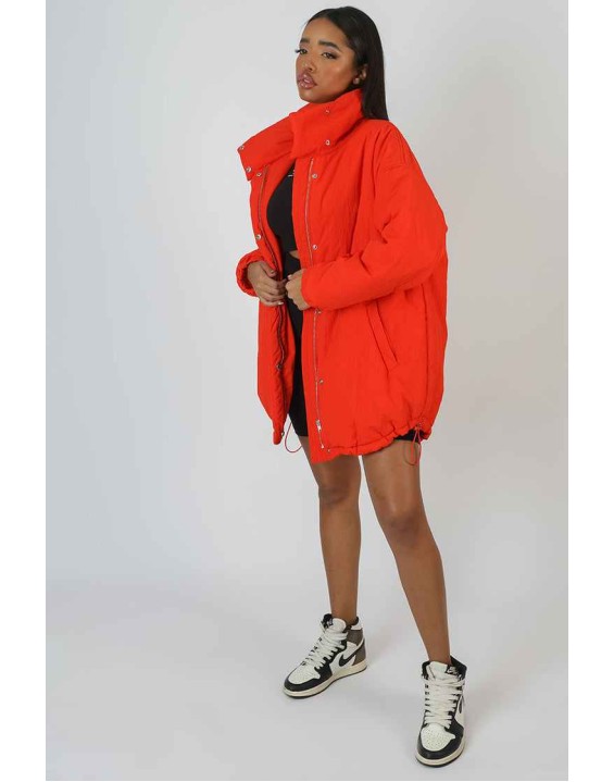 High Neck Puffer Jacket Orange