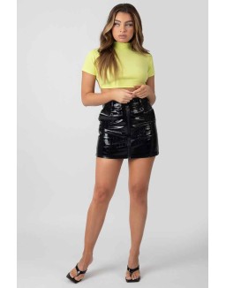 High Neck Tie Back Crop Top Lime