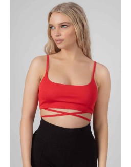 Strappy Tie Cropped Bralet Red
