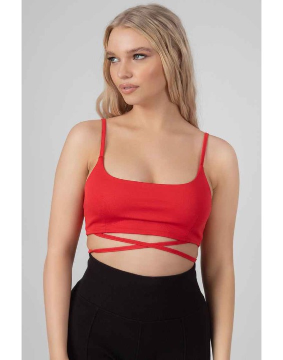Strappy Tie Cropped Bralet Red