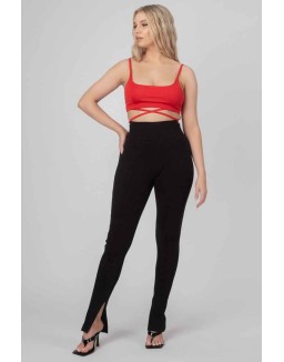 Strappy Tie Cropped Bralet Red