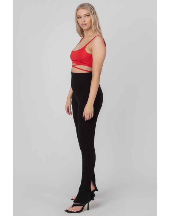 Strappy Tie Cropped Bralet Red