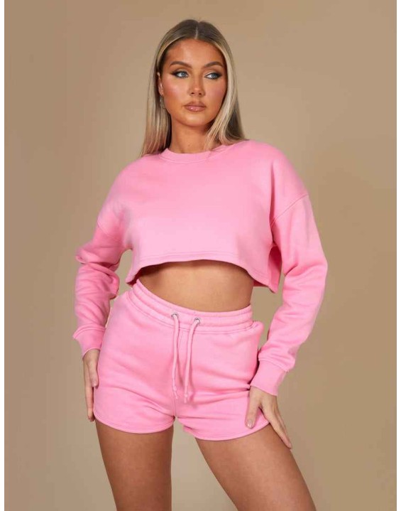 Oversized Cropped Sweat Pink