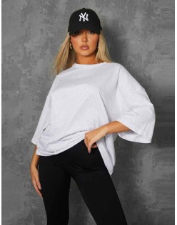 Exposed Seam Oversized T Shirt Oatmeal Marl