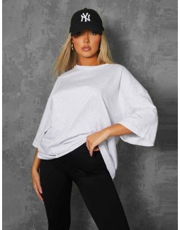 Exposed Seam Oversized T Shirt Oatmeal Marl