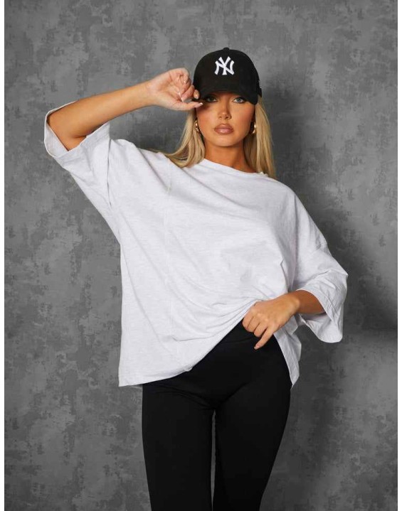 Exposed Seam Oversized T Shirt Oatmeal Marl