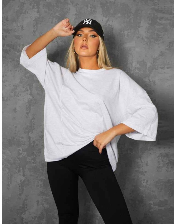 Exposed Seam Oversized T Shirt Oatmeal Marl