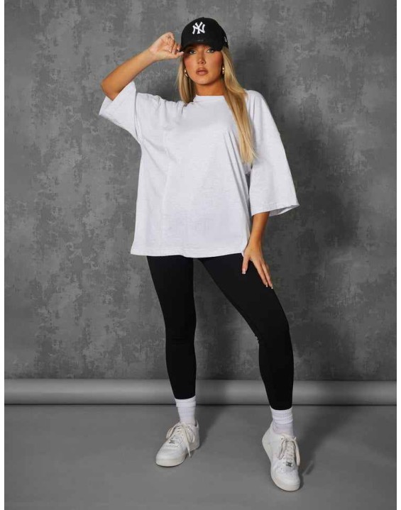 Exposed Seam Oversized T Shirt Oatmeal Marl