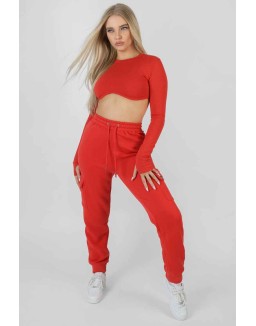 Long Sleeve Underbust Top Red