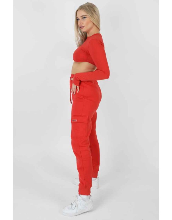 Long Sleeve Underbust Top Red