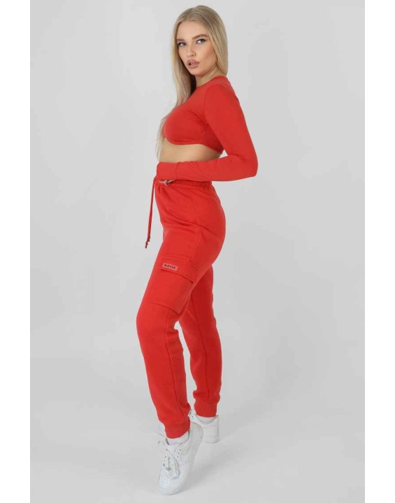 Long Sleeve Underbust Top Red