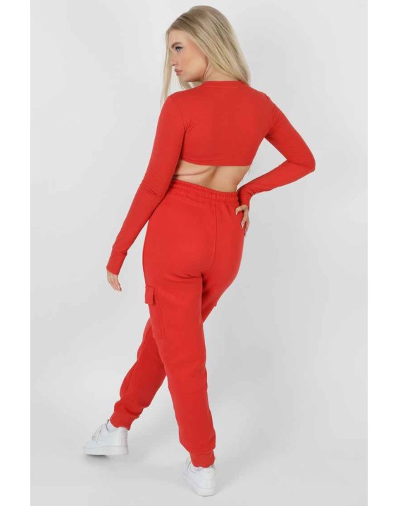 Long Sleeve Underbust Top Red