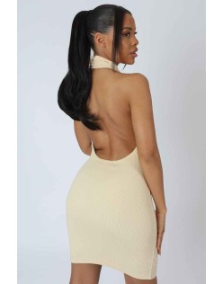 High Neck Backless Dress Butter