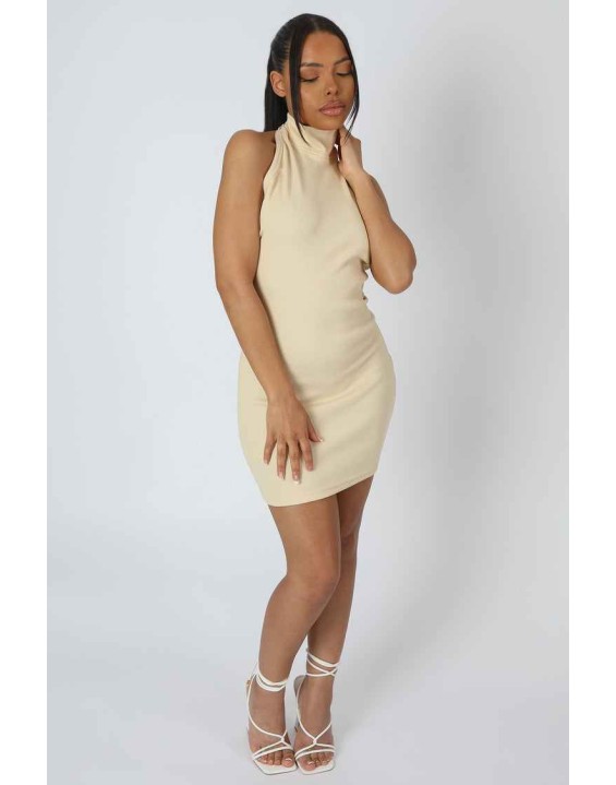 High Neck Backless Dress Butter