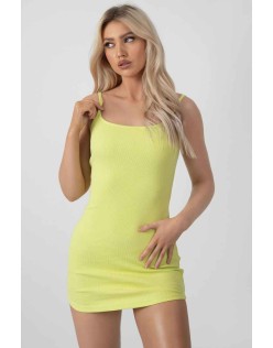 Strappy Mini Curved Hem Dress Lime