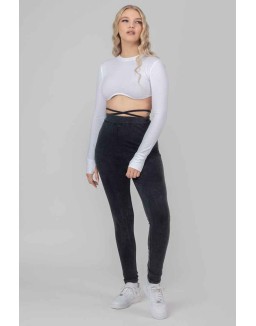 Tie Waist Leggings Acid Wash