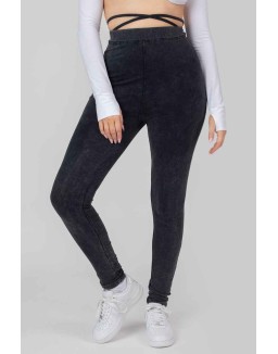 Tie Waist Leggings Acid Wash