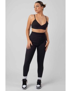 Thick Waistband Ribbed Leggings Black