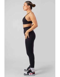 Thick Waistband Ribbed Leggings Black