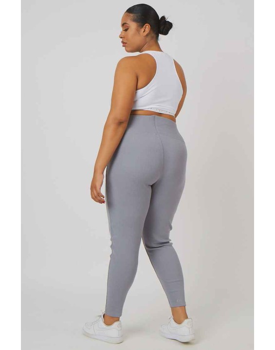 Curve Thick Waistband Ribbed Leggings Grey