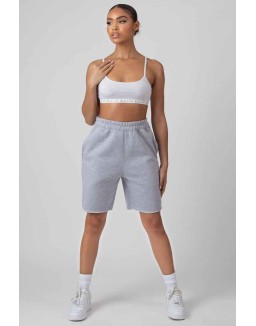 Longline Raw Hem Shorts Grey