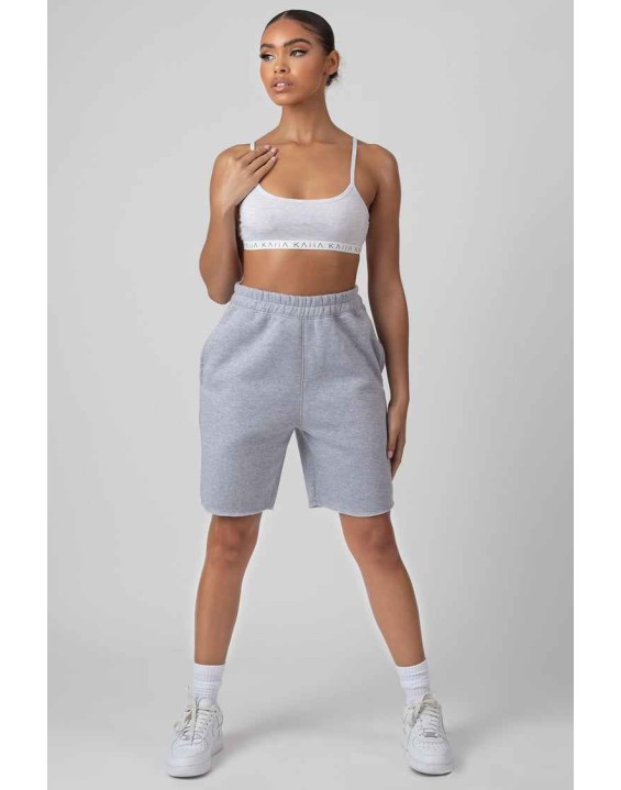 Longline Raw Hem Shorts Grey