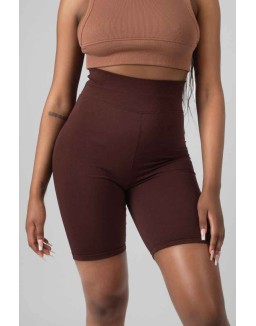 High Waisted Jersey Cycling Shorts Chocolate