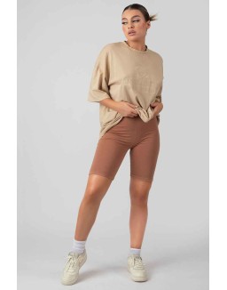 High Waisted Jersey Cycling Shorts Cinnamon