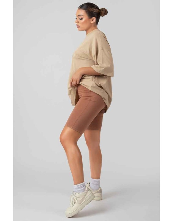 High Waisted Jersey Cycling Shorts Cinnamon