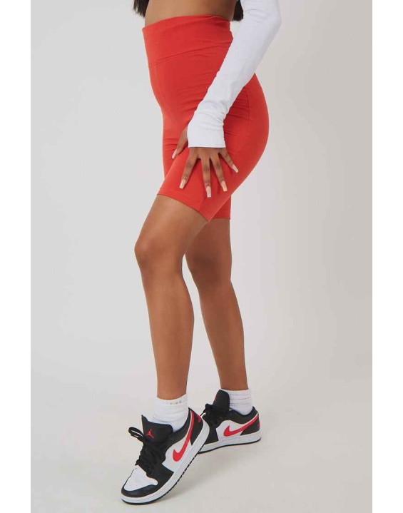 High Waisted Jersey Cycling Shorts Red