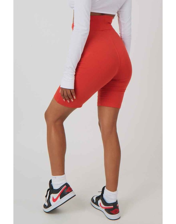 High Waisted Jersey Cycling Shorts Red