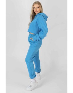 Oversized Cropped Sweat Hoodie Blue