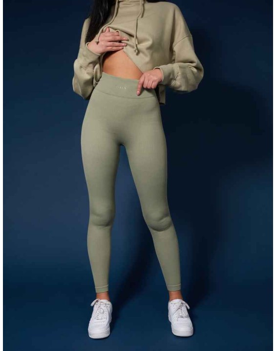 Oversized Cropped Light Khaki Sweat Hoodie