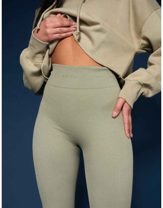 Oversized Cropped Light Khaki Sweat Hoodie