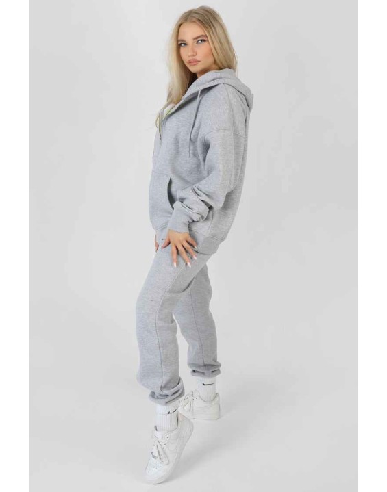 Oversized Zip Through Hoodie Grey Marl