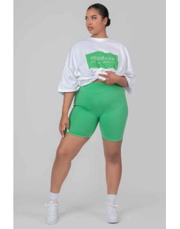 Curve High Waisted Jersey Cycling Shorts Green