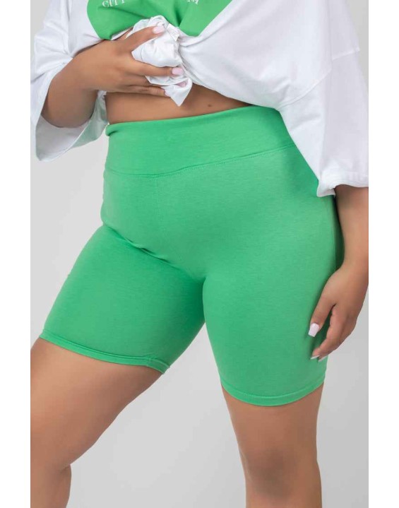 Curve High Waisted Jersey Cycling Shorts Green