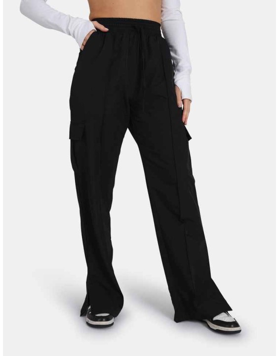 Split Hem Cargo Trousers Black