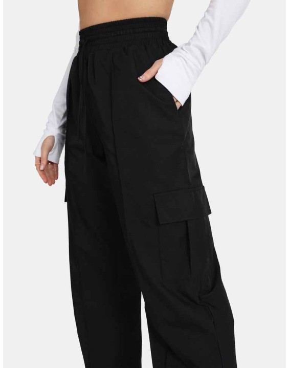 Split Hem Cargo Trousers Black