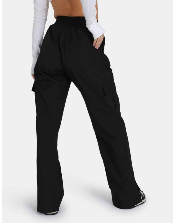 Split Hem Cargo Trousers Black