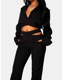 Strappy Waist Cigarette Trouser Black